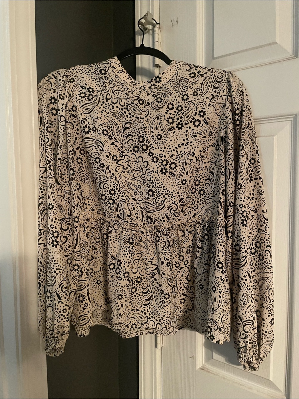 Sanctuary Cream Blouse with Black Paisley Print